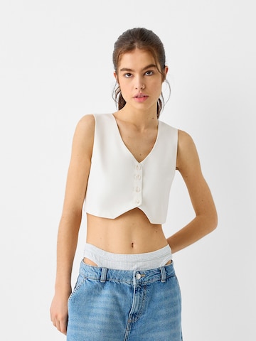 Gilet da completo di Bershka in bianco: frontale