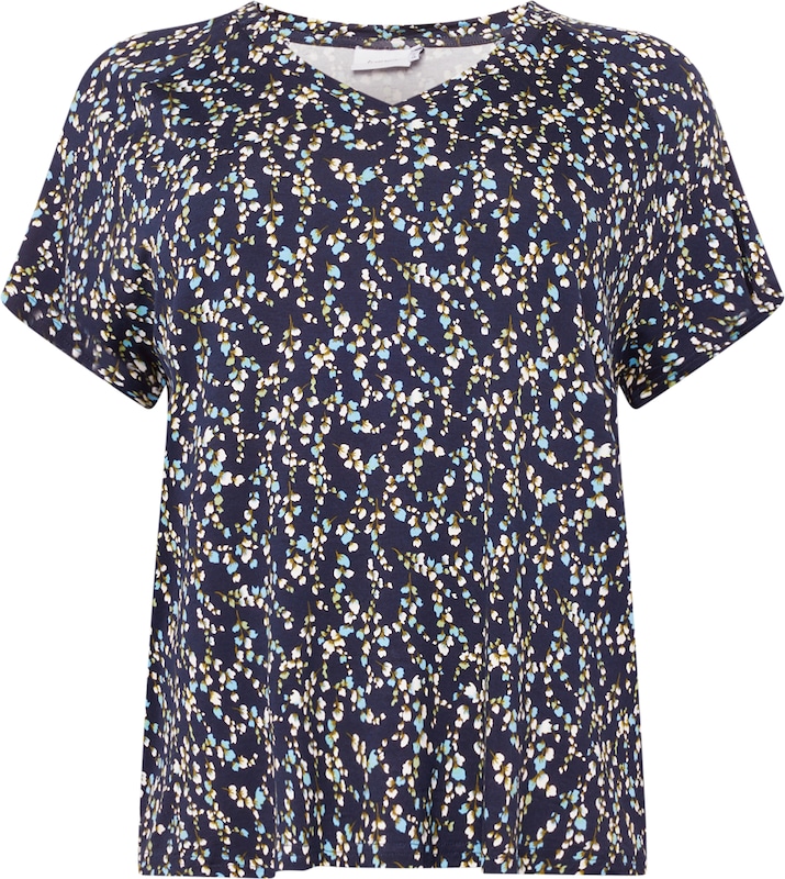 Fransa Curve T-Shirt in Navy Hellblau Fransa Curve T-Shirt in Navy Hellblau