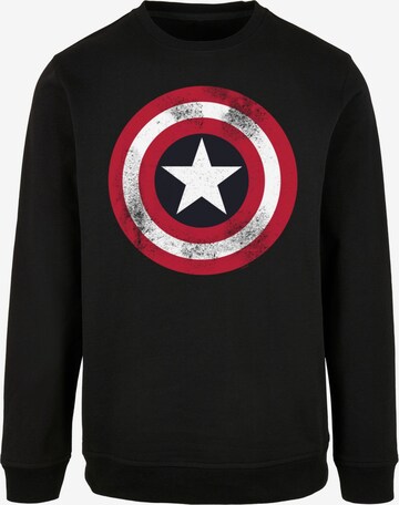 ABSOLUTE CULT Sweatshirt 'Avengers - Captain America Distressed Shield' in Zwart: voorkant
