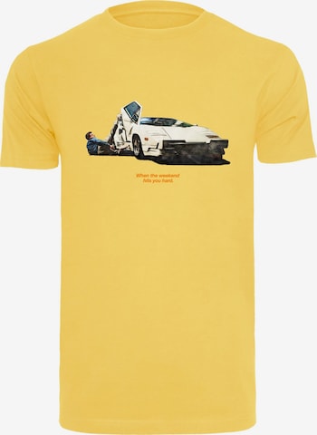 T-Shirt 'Weekend Wolf' Mister Tee en jaune : devant