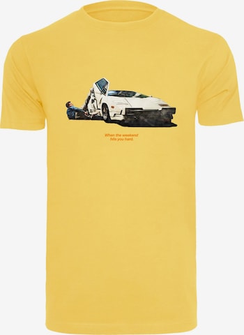 Mister Tee Shirt 'Weekend Wolf' in Yellow: front