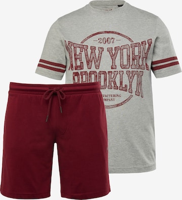 Men Plus Short Pajamas in Red: front