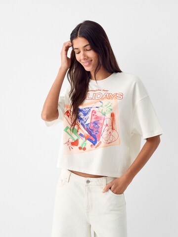 Bershka Shirt in Wit: voorkant