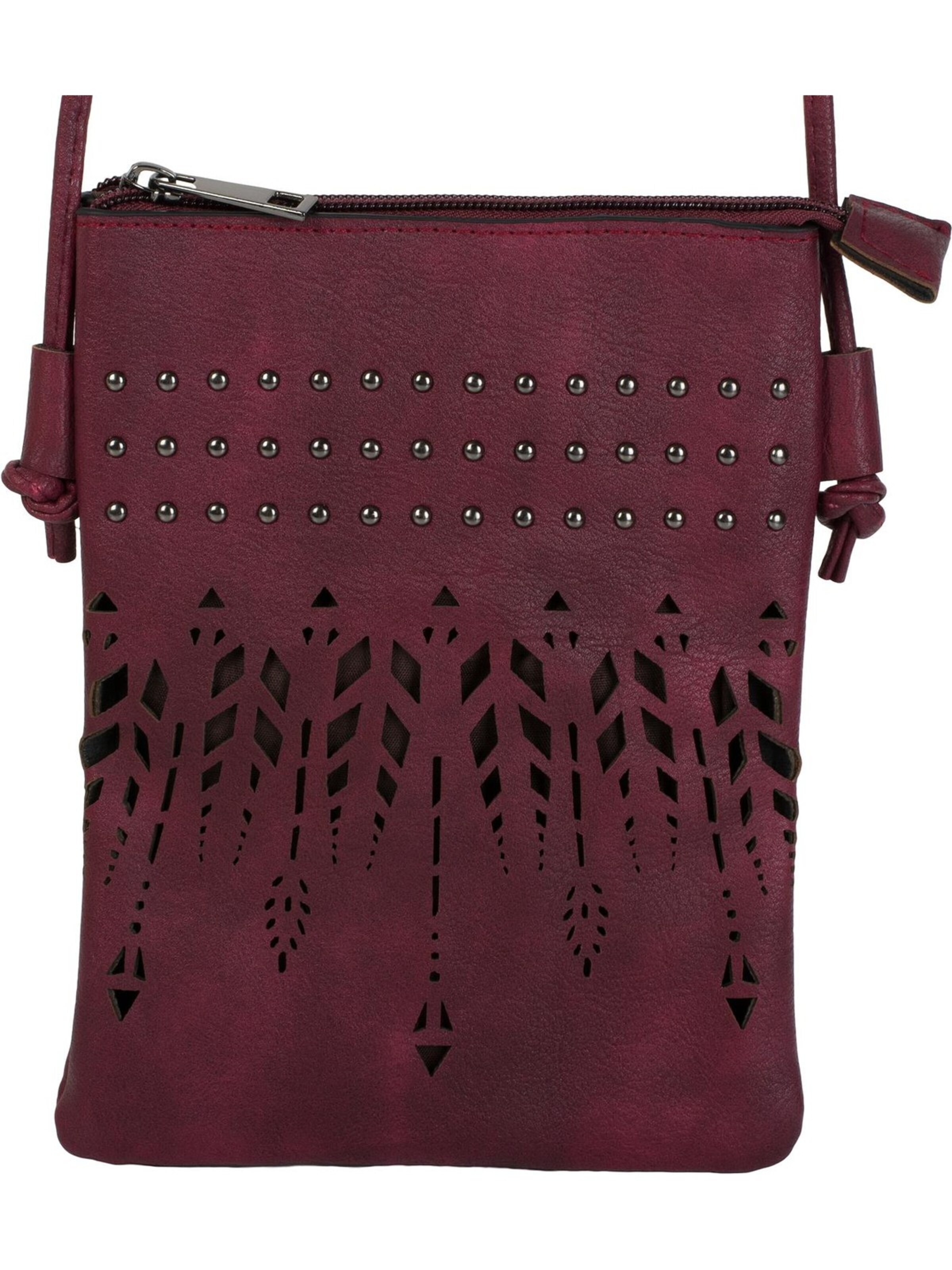 styleBREAKER Umhängetasche 'Mini Umhängetasche Ethno Cutout und Nieten'‌‌‌‌‌‌‌ in Rot: Vorderseite