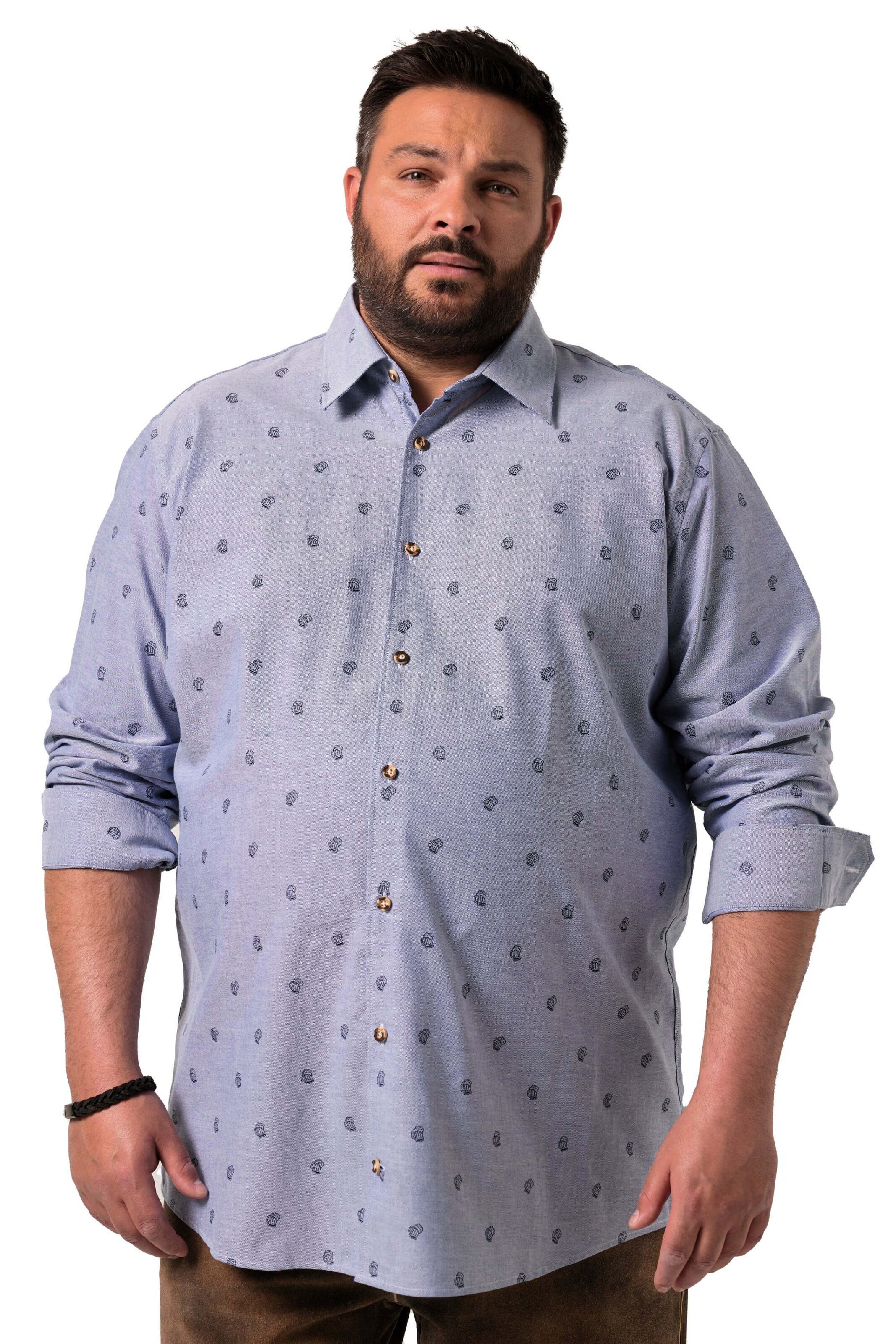 Men Plus Comfort fit Button Up Shirt in Blue: front