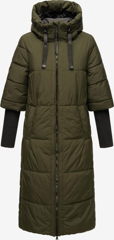 NAVAHOO Winter Coat 'Ciao Miau XIV' in Green: front