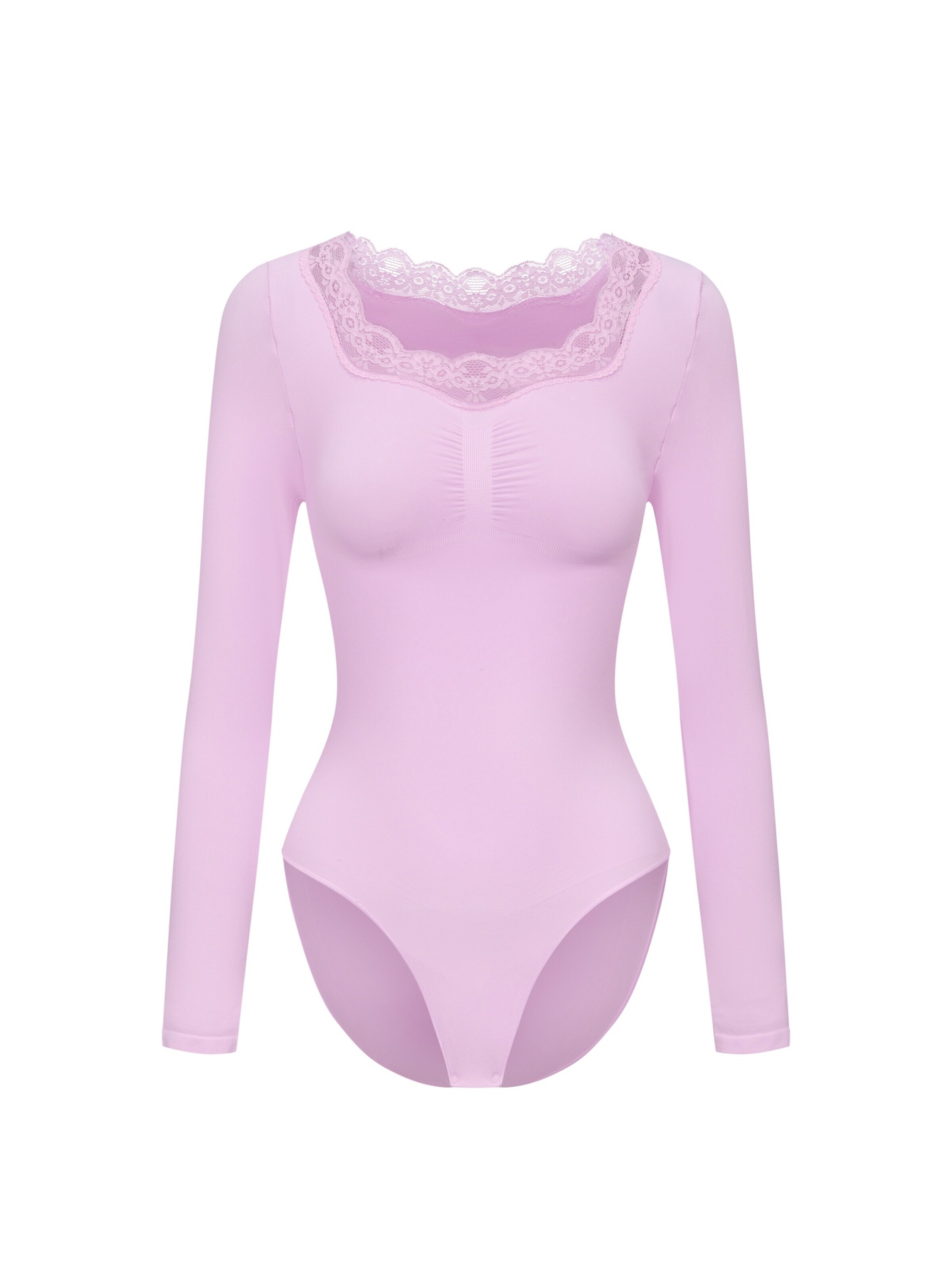 cfab - Body modelador 'Lace Bodysuit Sculpting Shapewear Longsleeve mit Slip' em roxo: frente
