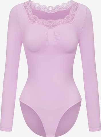 cfabBodi za oblikovanje 'Lace Bodysuit Sculpting Shapewear Longsleeve mit Slip' - ljubičasta boja: prednji dio