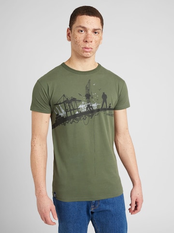 Derbe T-shirt 'Hafenschiffer' i grön: framsida