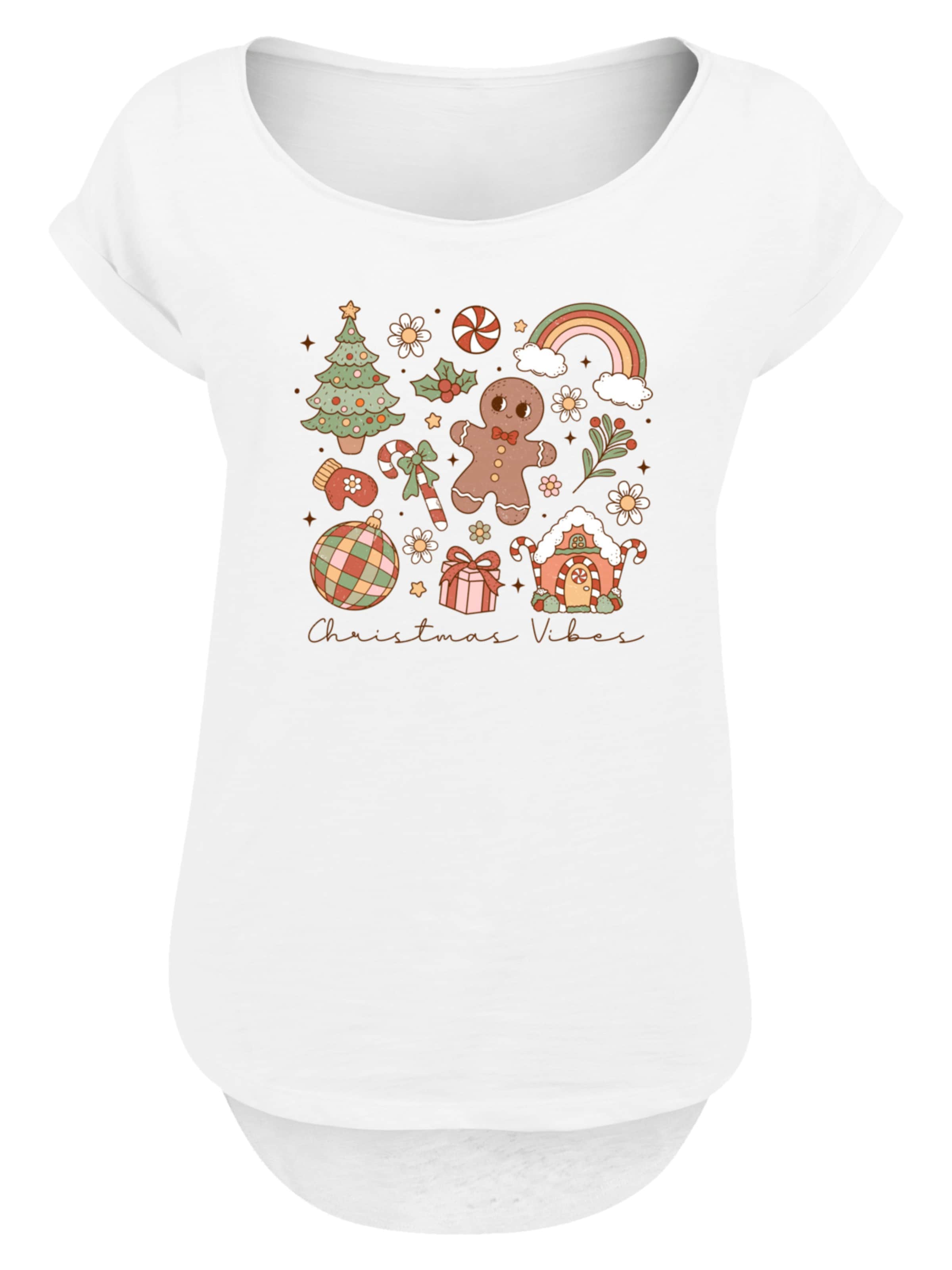 T-shirt 'Christmas Vibes' F4NT4STIC en blanc : devant