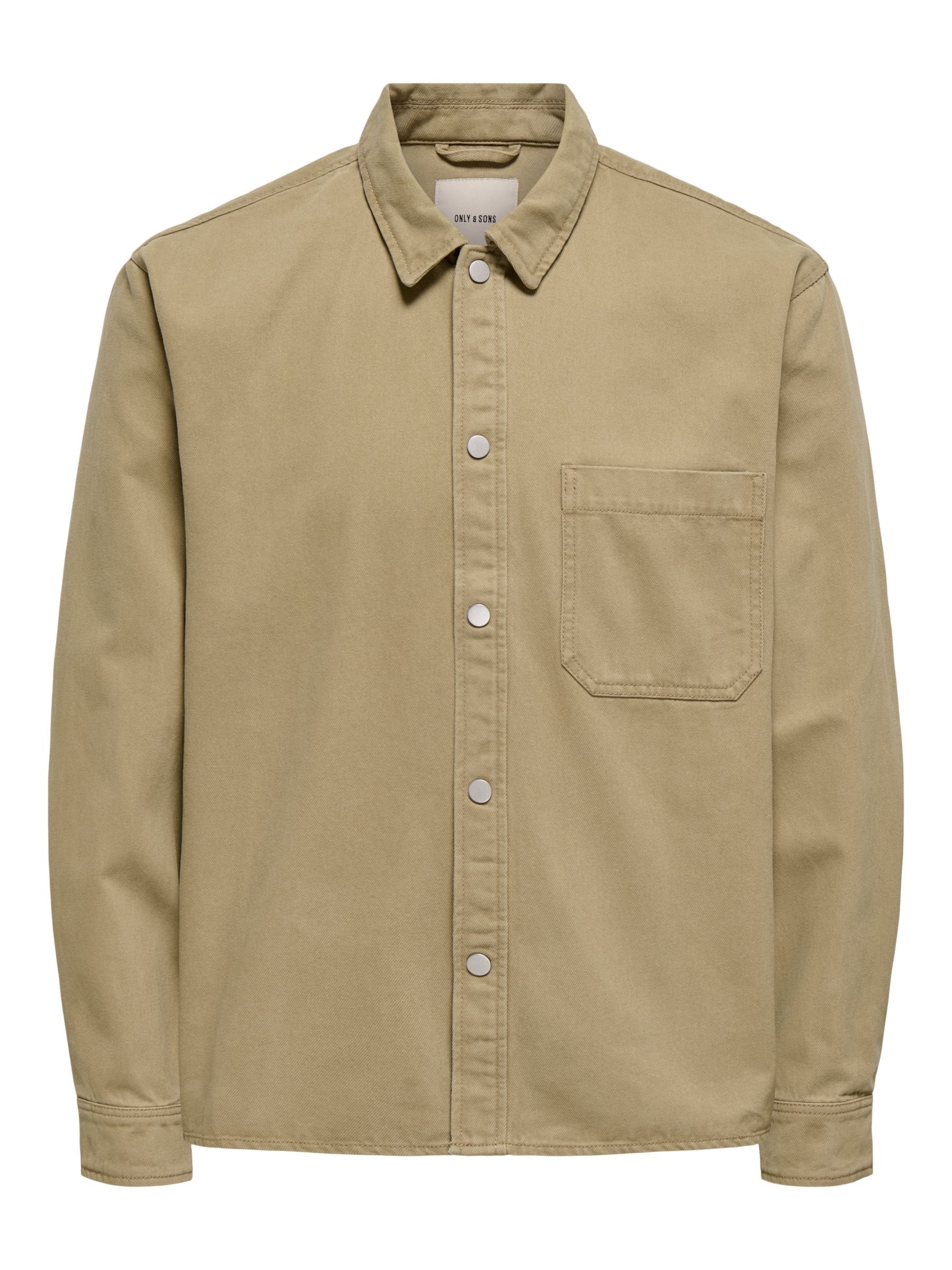 Coupe regular Chemise business 'ONSTimes' Only & Sons en beige : devant