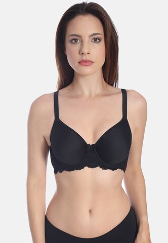 sassa T-shirt Bra 'Classic lace' in Black: front