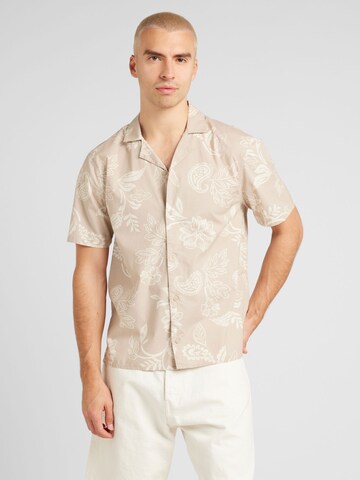 HOLLISTER Comfort fit Button Up Shirt in Beige: front