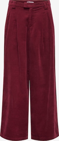 ONLY Bukser med lægfolder 'SVEA-NESSA' i rød: forside