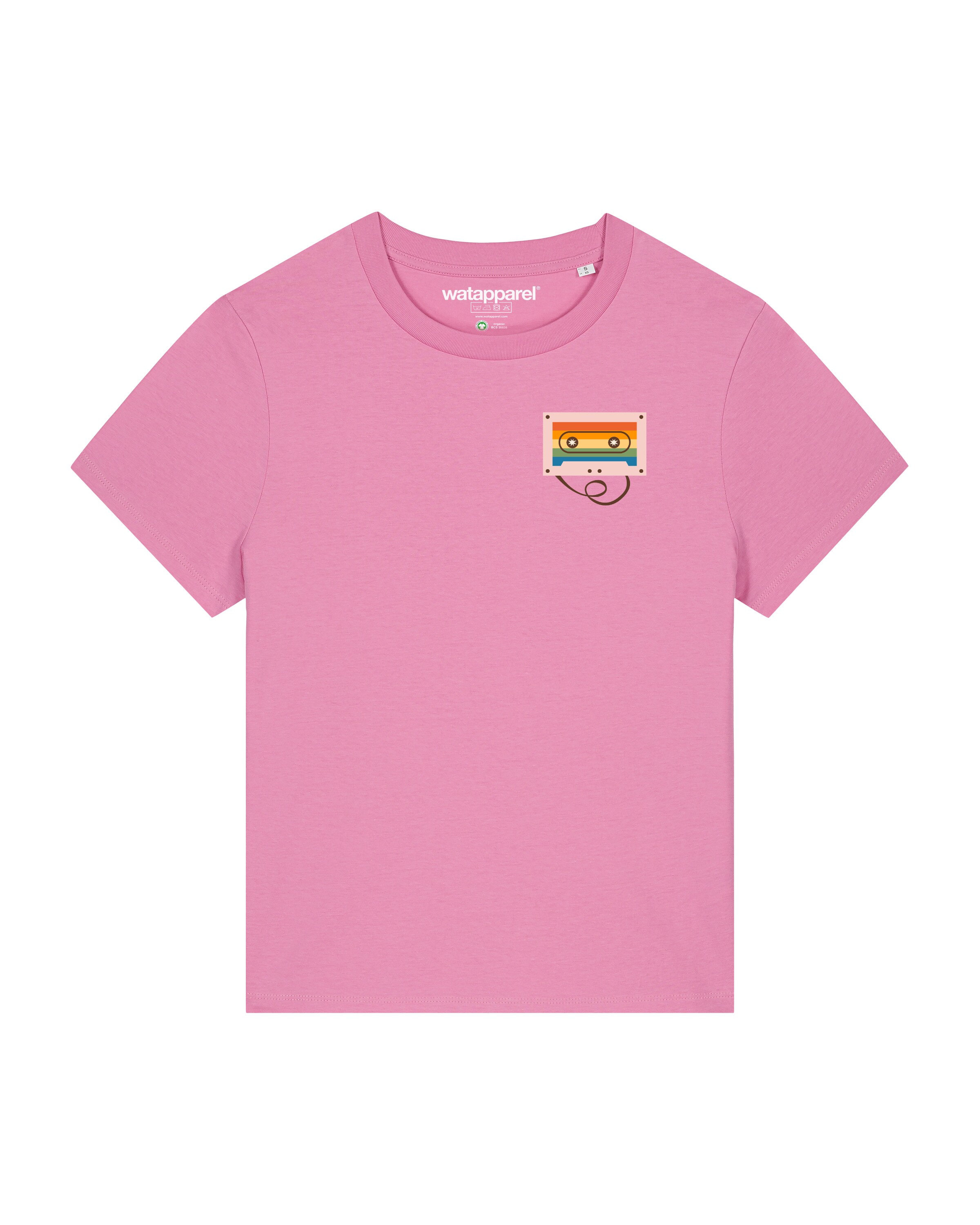 Maglietta 'Rainbow Cassette' di Watapparel in rosa: frontale