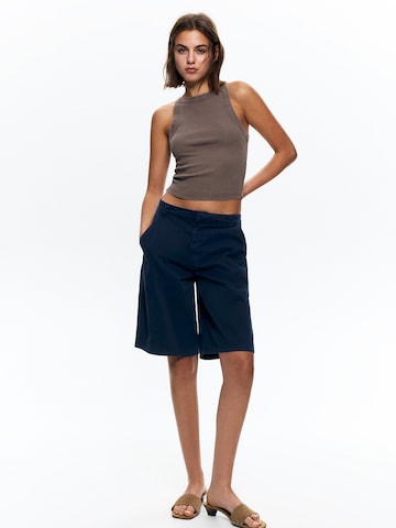 Pull&Bear Широка кройка Панталон Chino в синьо
