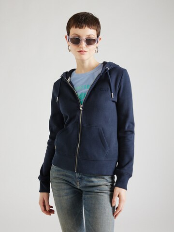 Superdry Zip-Up Hoodie 'Essential' in Blue: front