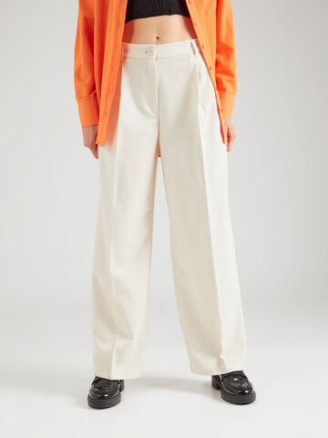 Monki Wide leg Bandplooibroek in Beige: voorkant