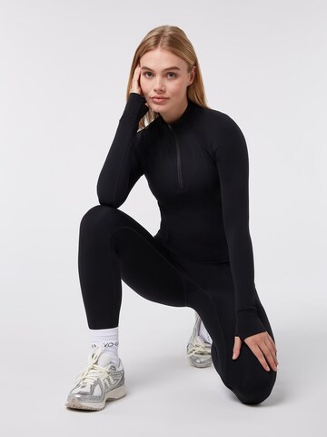 YO-GAYA Sports top 'Quarter Zip Long Sleeve Top' in Black