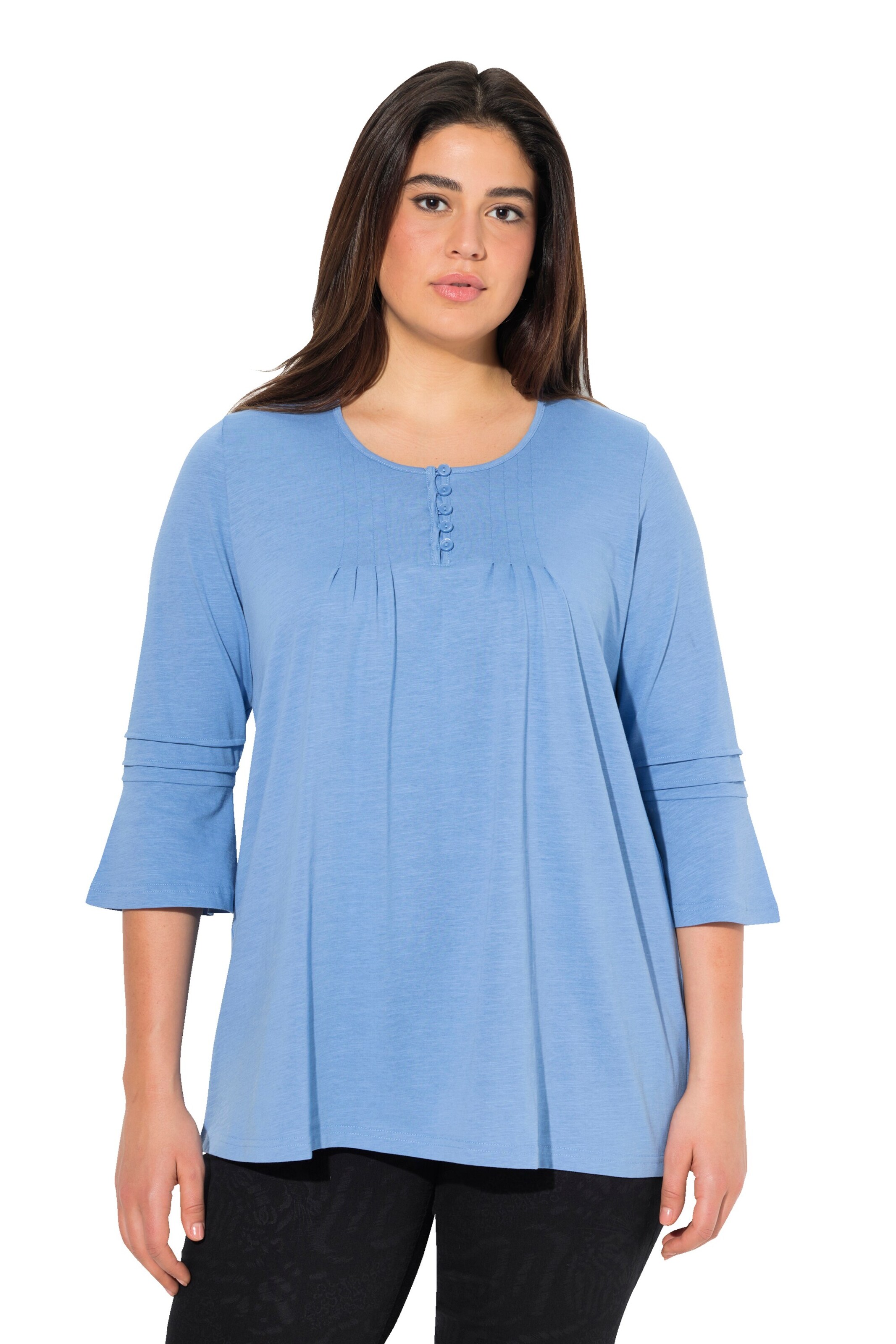 T-shirt Ulla Popken en bleu : devant