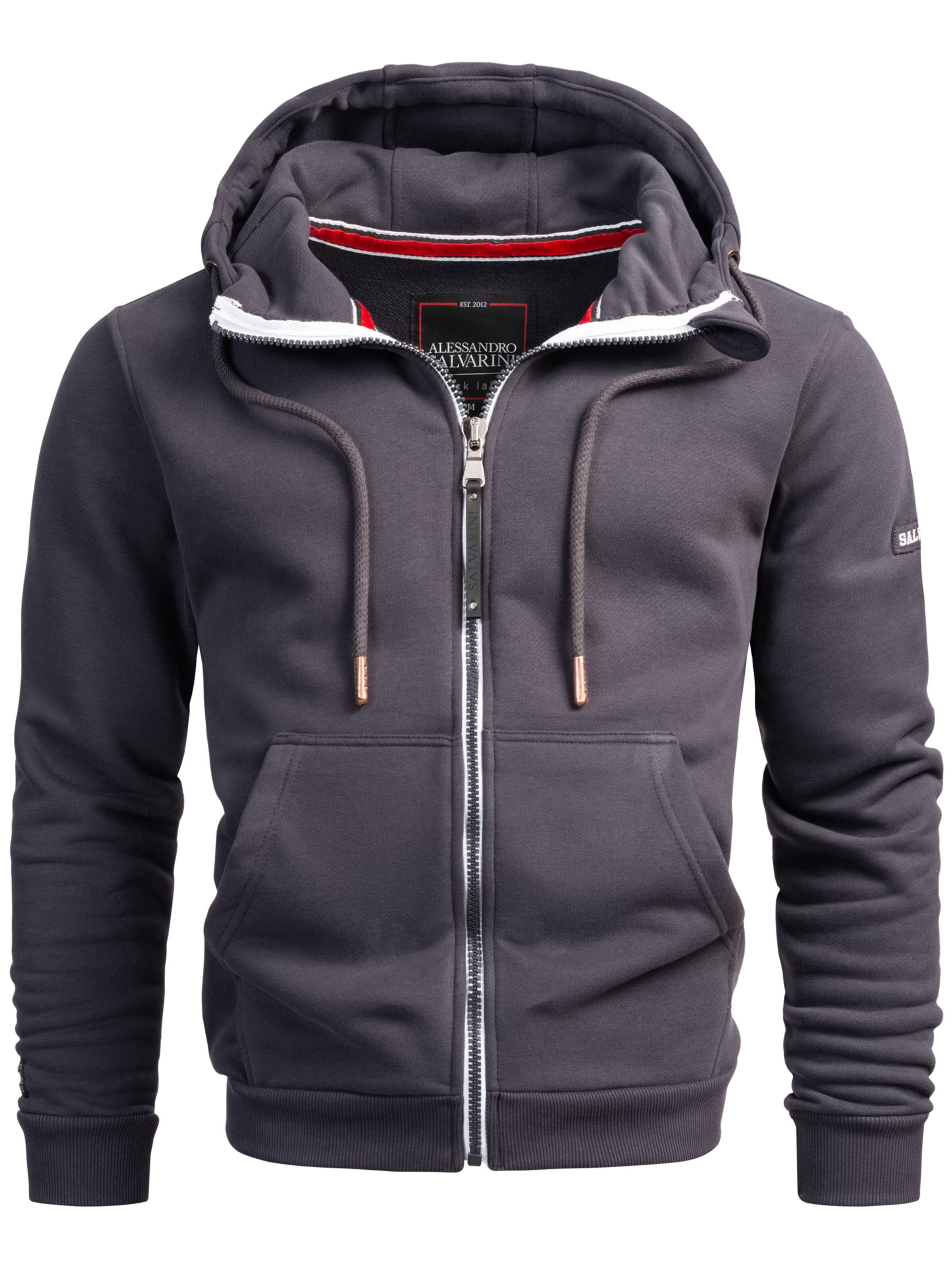 Alessandro Salvarini Sweatjacke 'Bergamo' in Grau: Vorderseite