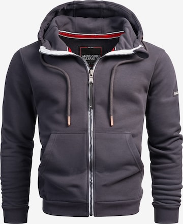Alessandro Salvarini Sweatjacke 'Bergamo' in Grau: Vorderseite