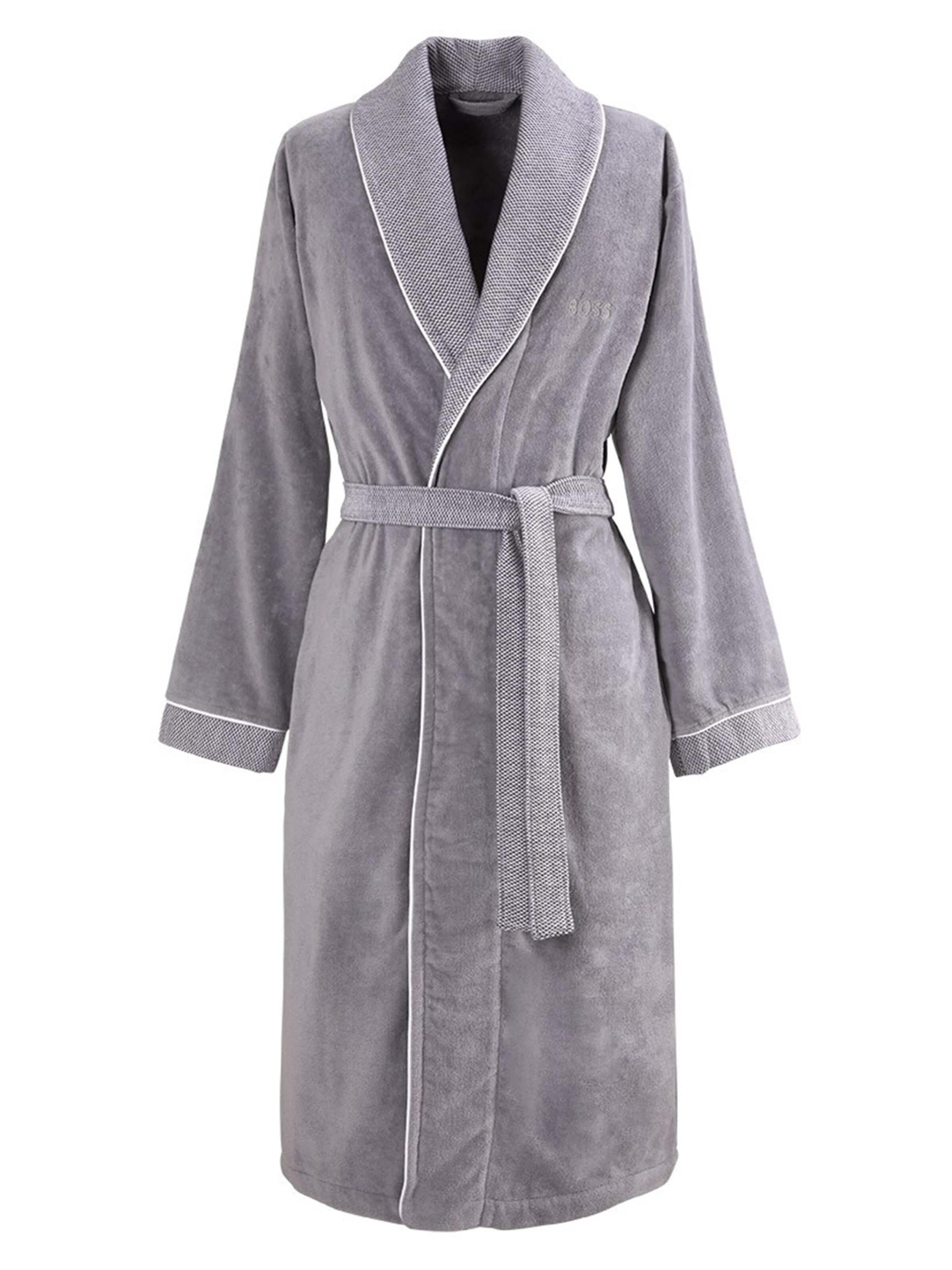 BOSS Home Long Bathrobe 'LORD' in Grey: front