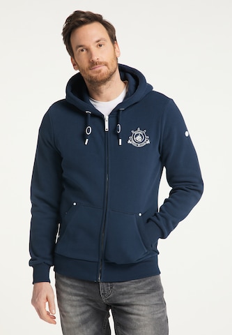 DreiMaster Maritim Zip-Up Hoodie in Blue: front