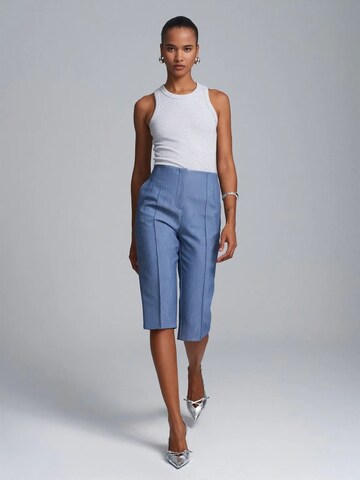 Dilvin Slim fit Pleated Pants 'Shorts' in Blue