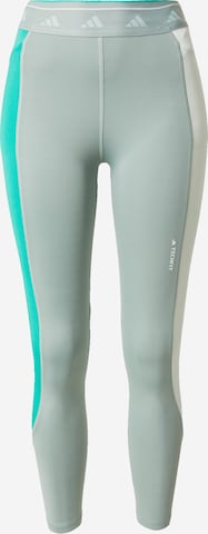 ADIDAS PERFORMANCE - Skinny Pantalón deportivo 'Techfit Colorblock' en verde: frente