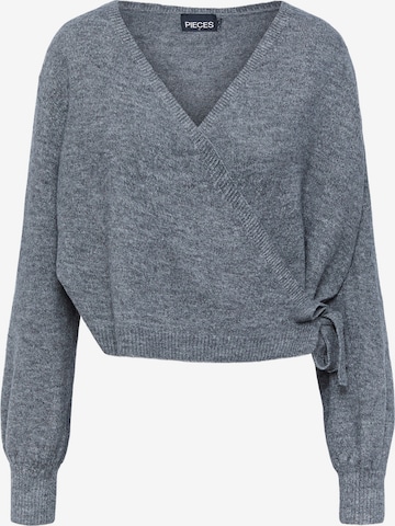 PIECES Knit Cardigan 'CELIC' in Grey: front