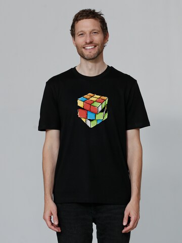 T-Shirt ' Pixel Zauberwürfel ' Watapparel en noir : devant