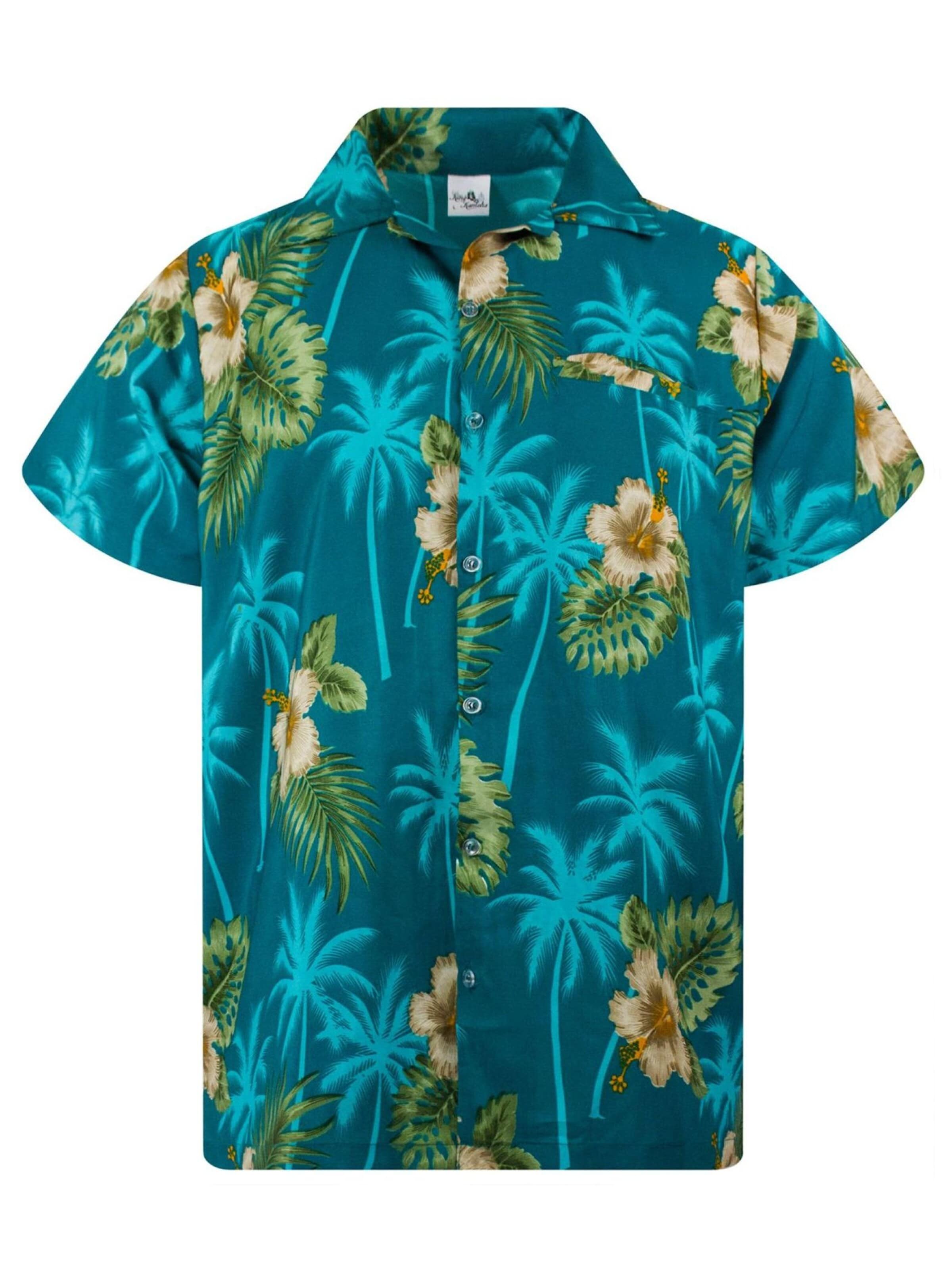 King Kameha Shirt 'Small Flower' in Groen: voorkant