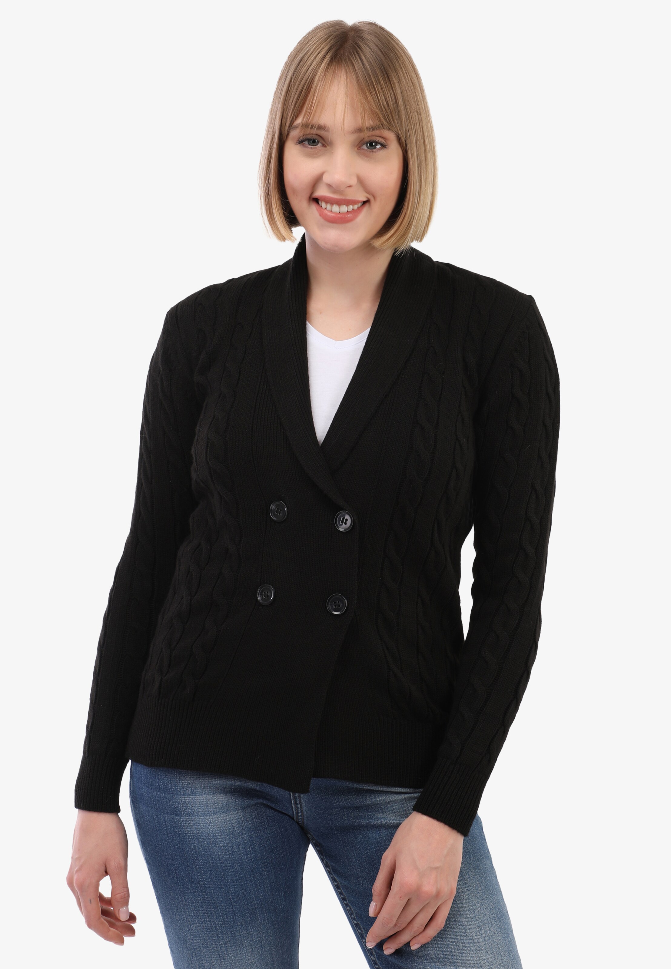 Felix Hardy Knit cardigan in Black: front