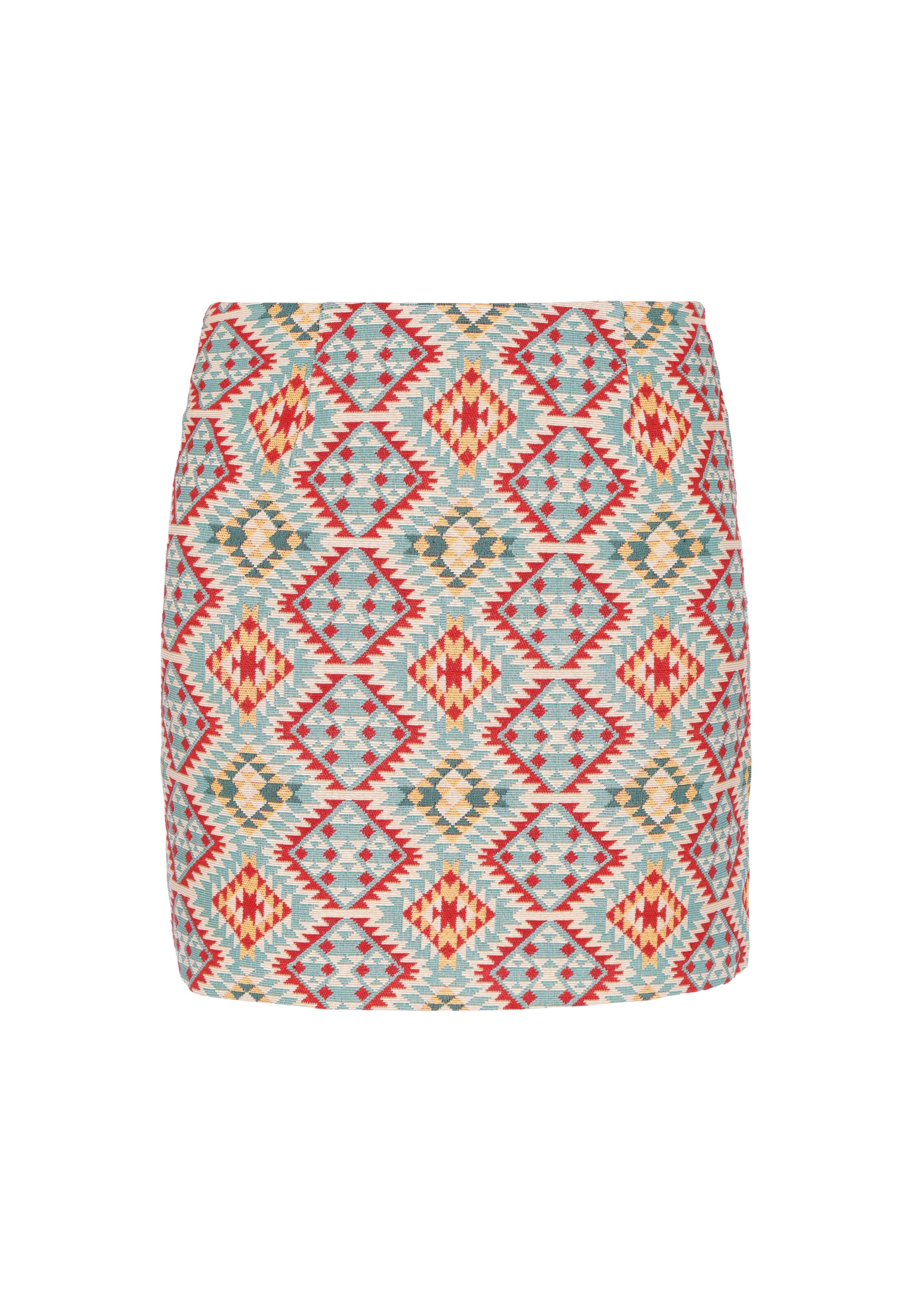 IZIA Jupe 'Festival' en bleu pastel / jaune clair / vert foncé / rouge foncé, Vue avec produit