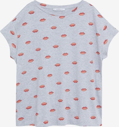 VIOLETA by Mango Shirt 'Easypri' in hellgrau / lachs / karminrot, Produktansicht