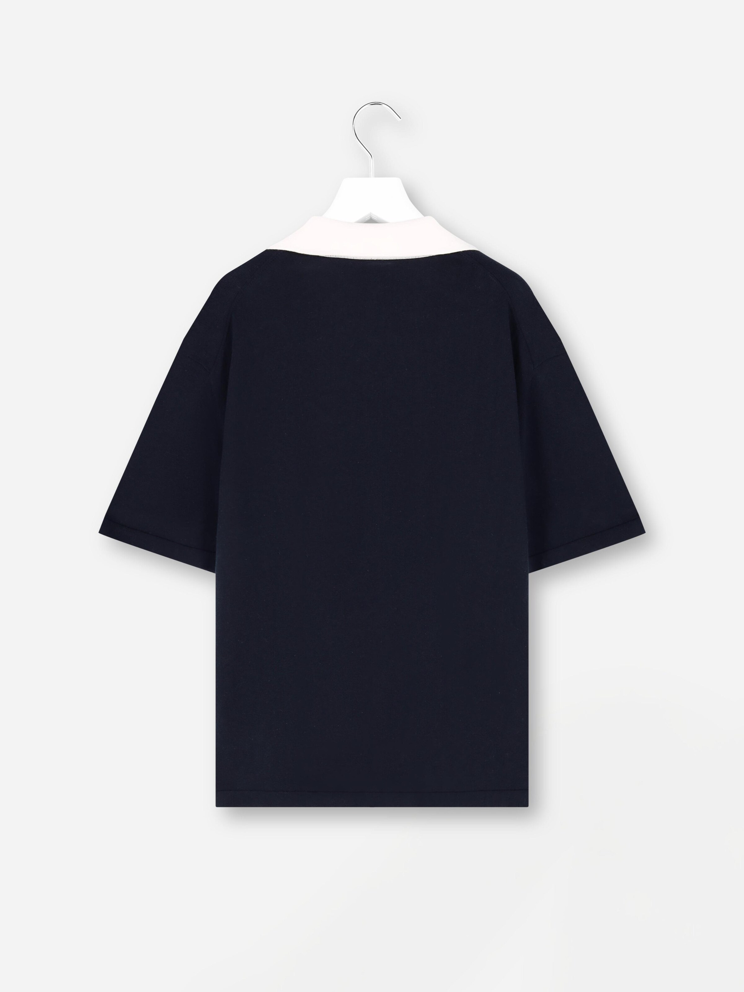 Mansour Paita 'Jacquard Knitted Polo' värissä sininen