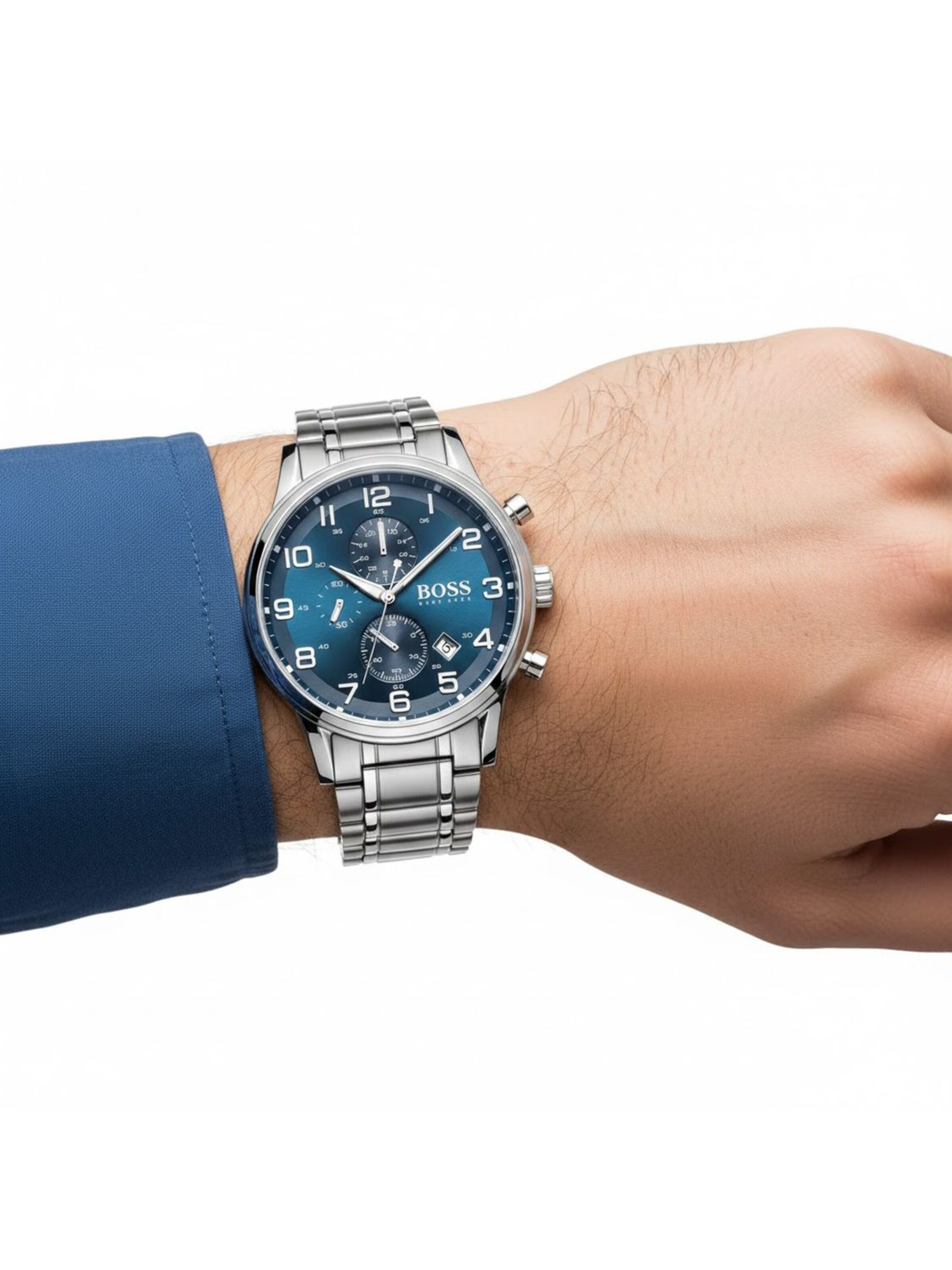 BOSS Analoog horloge 'Hugo Boss Aeroliner HB1513183' in Zilver