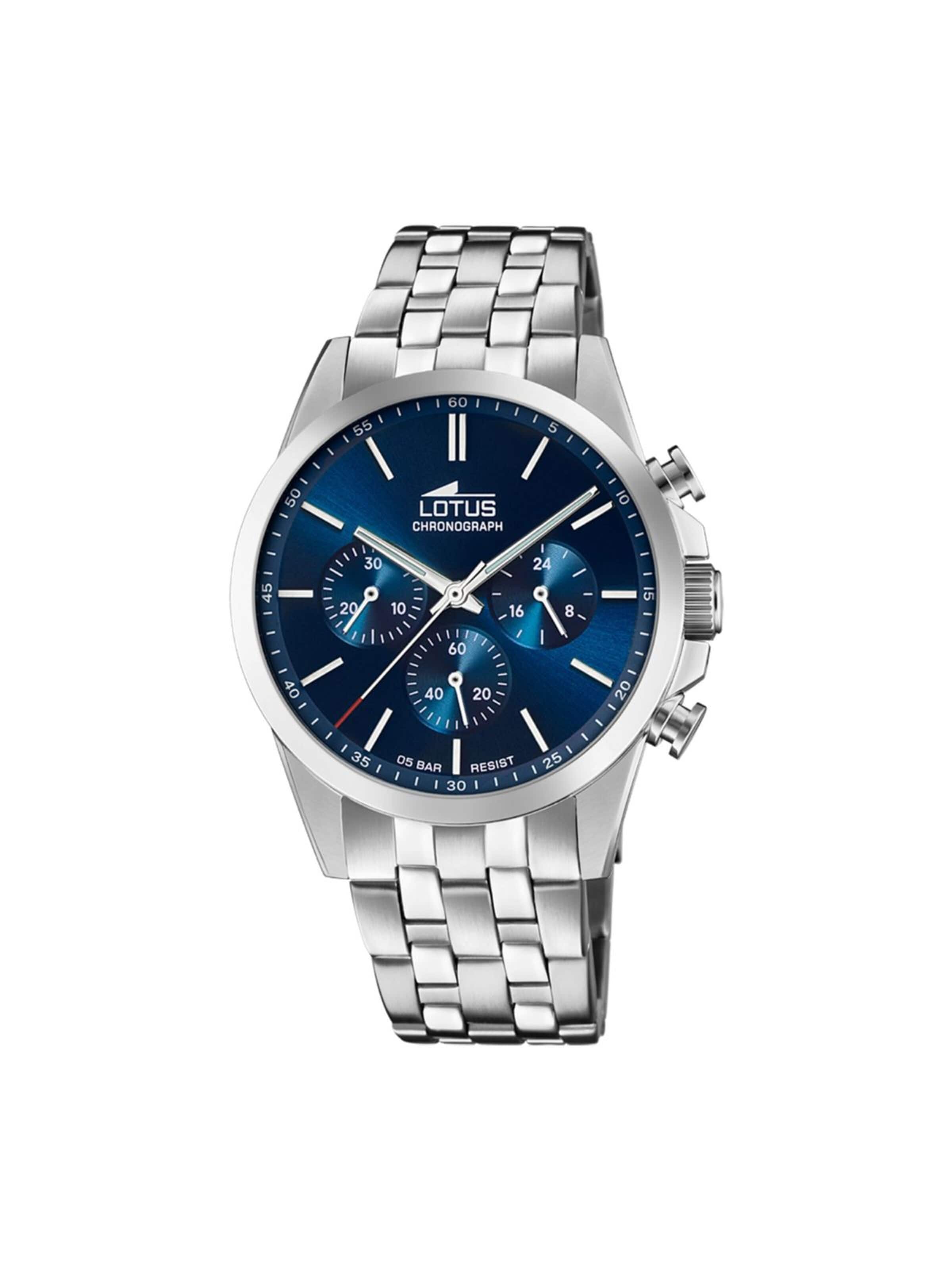 Lotus Analoog horloge in Blauw: voorkant