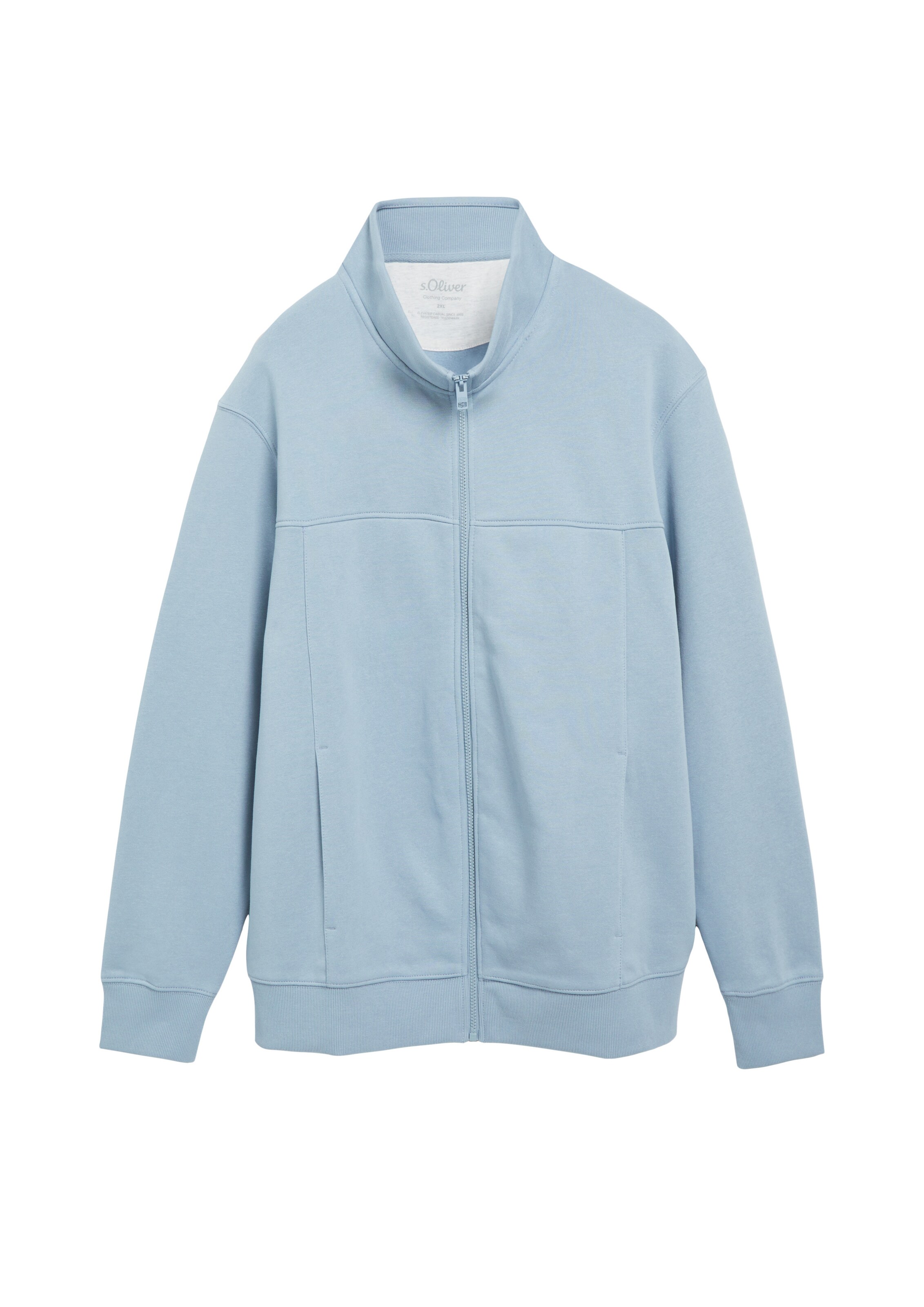 s.Oliver Men Big Sizes Zip-Up Hoodie in Blue: front