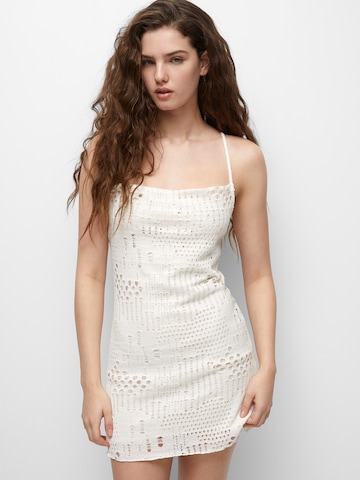 Pull&Bear Gebreide jurk in Wit: voorkant