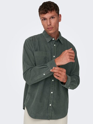 Only & Sons Regular fit Button Up Shirt 'Alp' in Green