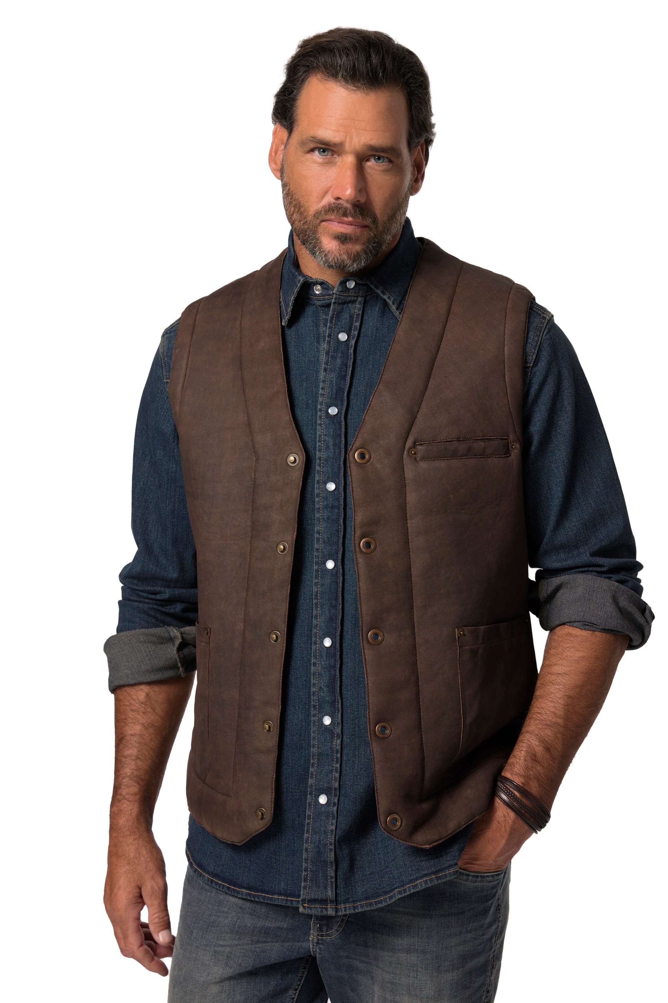 JP1880 Vest in Brown: front