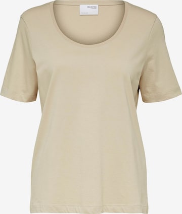 T-shirt SELECTED FEMME en beige : devant