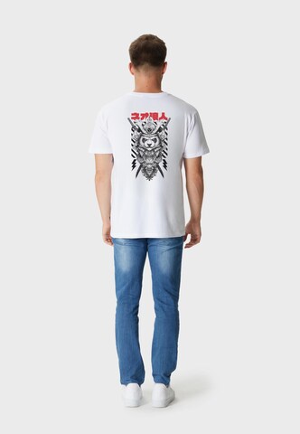 Oldskull Shirt 'Asian Panda Samurai Warrior Graphic' in Wit