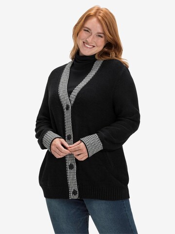 SHEEGO Knit Cardigan in Black: front