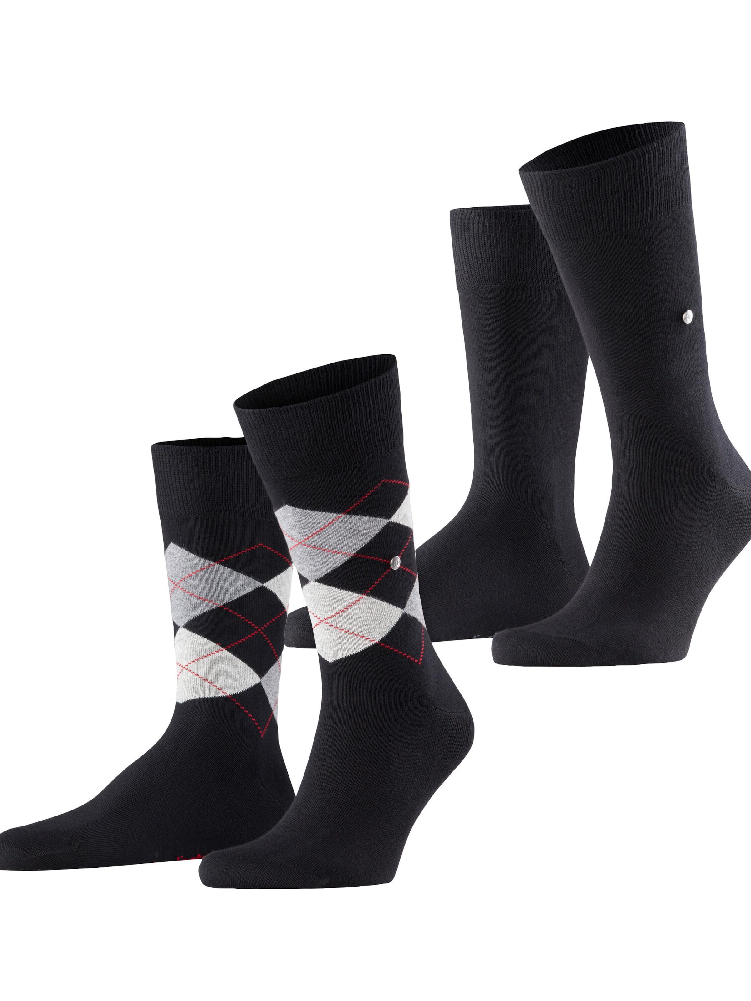 BURLINGTON Socks 'Everyday Argyle Mix 2-Pack' in Black: front