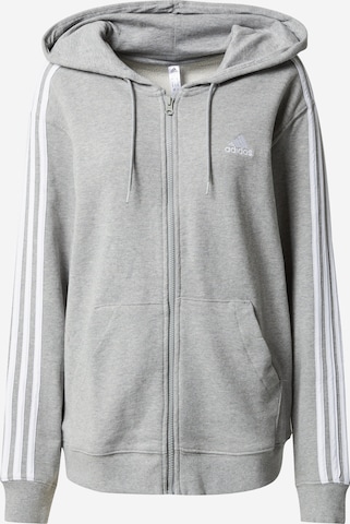 ADIDAS SPORTSWEAR Athletic Zip-Up Hoodie 'Essentials' in Grey: front