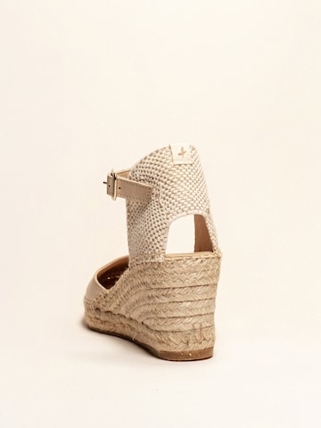 Alhamas - Sandalias con hebilla 'Alpargata Cuña 7 cm' en beige