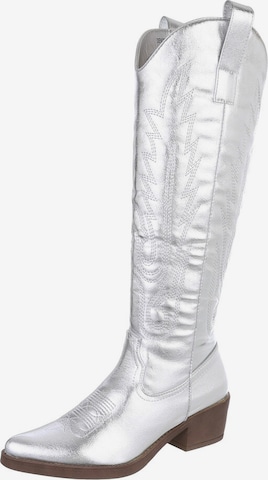 Ital-Design Cowboystiefel in Silber: Vorderseite